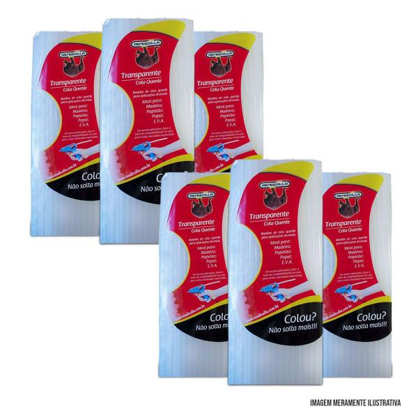 6X Pacotes 1kg Bastões de Cola Quente Transparente 7,5x30cm - RENDICOLLA Imagem de 6X Pacotes 1kg Bastões de Cola Quente Transparente 7,5x30cm