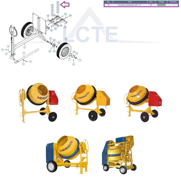 Imagem de 6x Parafusos 3/8"x2" Sextavado P/ Betoneira 600L Rebocável