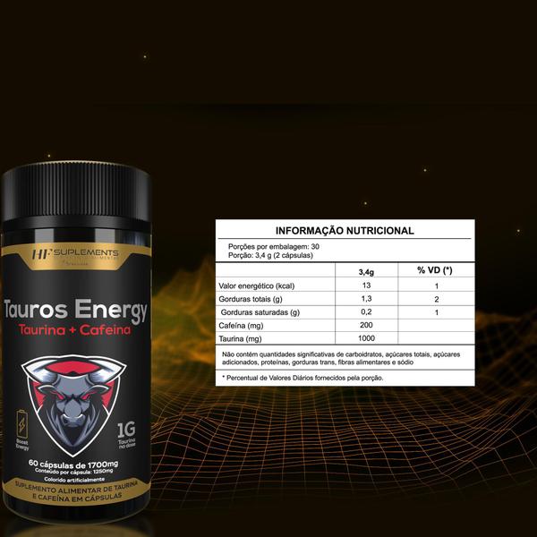 Imagem de 6x tauros energy 1700mg 60caps hf suplements