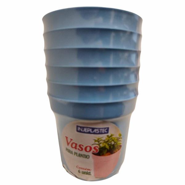 Imagem de 6X Vasos Plantio P6 (100ml) Azul INJEPLASTEC