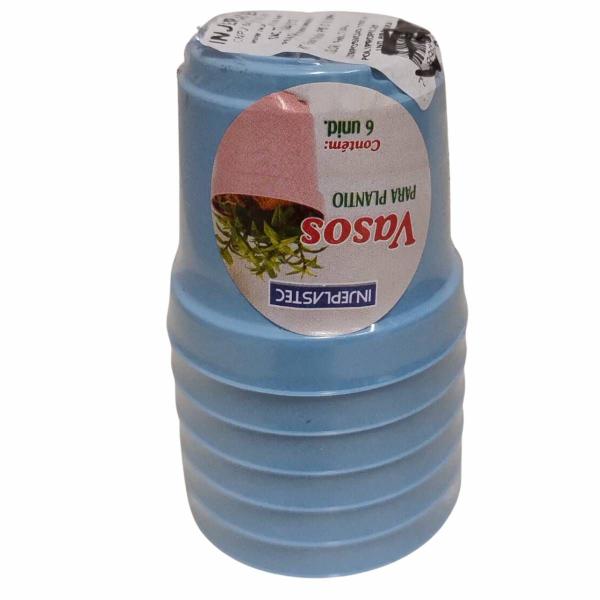 Imagem de 6X Vasos Plantio P6 (100ml) Azul INJEPLASTEC