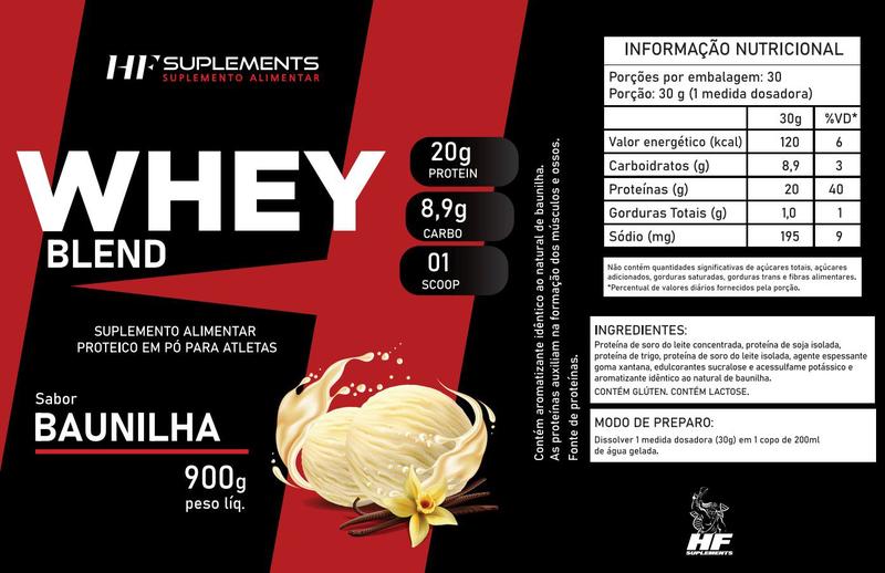 Imagem de 6x whey protein de baunilha 900g hf suplements