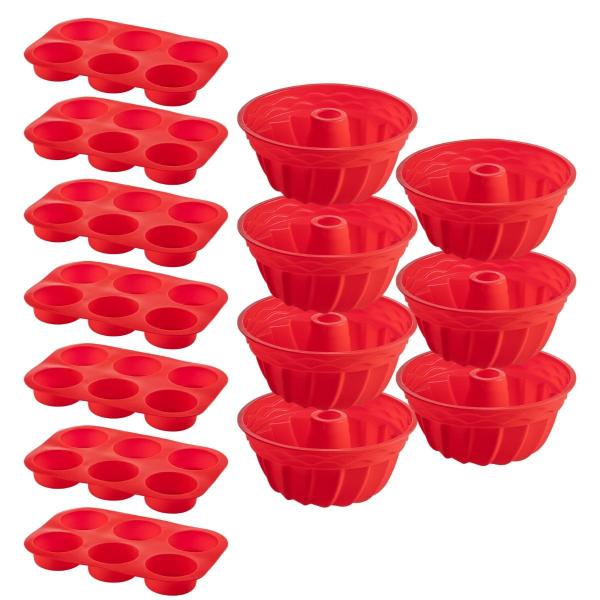 7 Jogo Formas Silicone Espiral 23,5cm e 6 Cupcake Sortida - QUALITY HOUSE Imagem de 7 Jogo Formas Silicone Espiral 23,5cm e 6 Cupcake Sortida