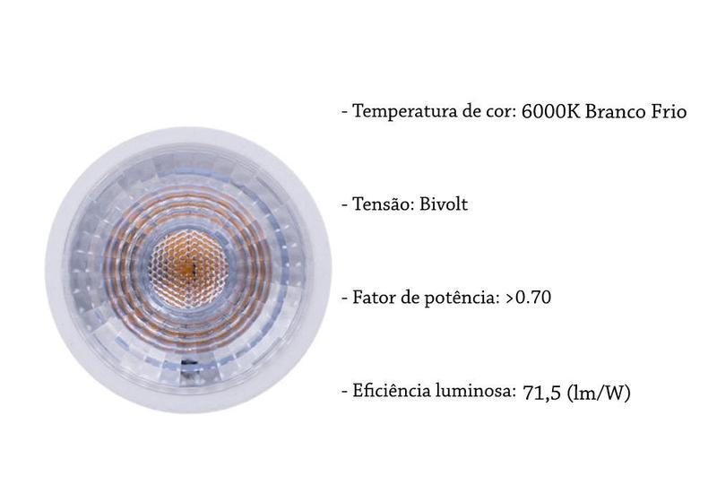 Imagem de 7 Lampada Led Dicroica Mr16 GU10 6W 6000k Branco Frio Lup08