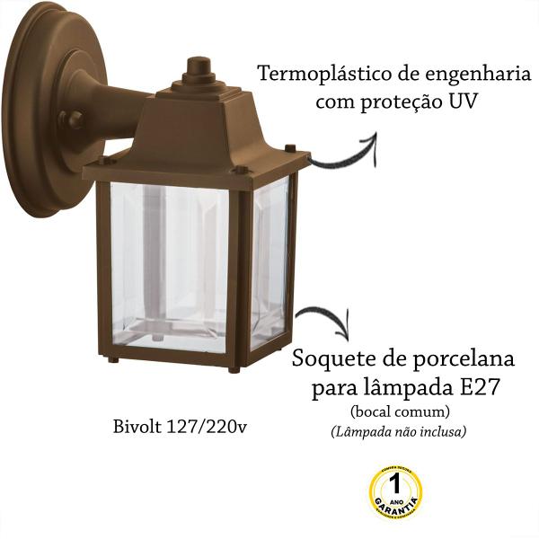 Imagem de 7 Luminaria Arandela Retro Colonial Externo Marrom Alz18