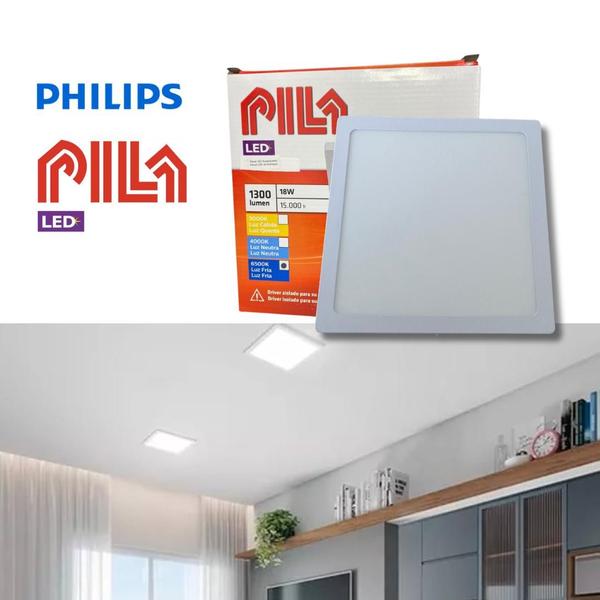 Imagem de 7 Luminárias Painel Led Sobrepor Philips Pila 18w 6500k 200mm