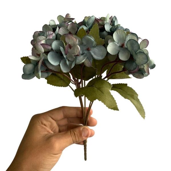 7 Mini buquê hortênsia flor artificial perfeita para festas e casamentos de decoração de casa DIY - DE1923 - Decora Flores Artificiais Imagem de 7 Mini buquê hortênsia flor artificial perfeita para festas e casamentos de decoração de casa DIY - DE1923