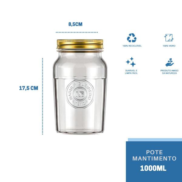 7 Pote Americano Mantimento Café Vidro Vintage 1L Nadir - NADIR FIGUEREIDO Imagem de 7 Pote Americano Mantimento Café Vidro Vintage 1L Nadir