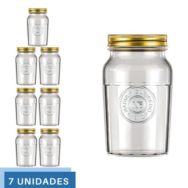 7 Pote Americano Mantimento Café Vidro Vintage 1L Nadir - NADIR FIGUEREIDO Imagem de 7 Pote Americano Mantimento Café Vidro Vintage 1L Nadir