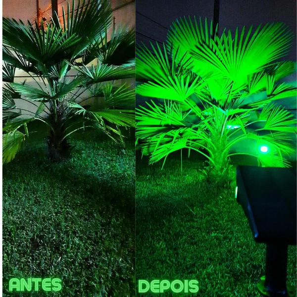 Imagem de 7 Refletor Ecoforce Solar Led Verde 20x Spot Jardim 18544 á Prova D'água Luminaria Balizador 