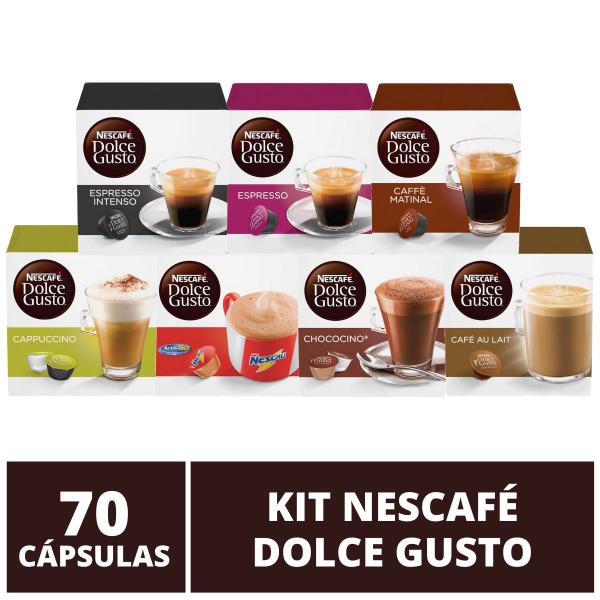 Imagem de 70 Capsulas Dolce Gusto, Capsula Café, Espresso, Nescau, Cappuccino, Chococino, Café Au Lait