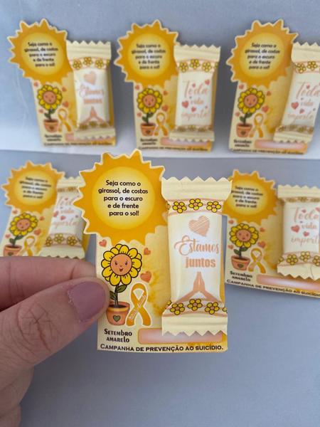 Imagem de 70 card com balinha setembro amarelo mimo para cliente, empresa, amigos