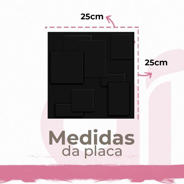 Imagem de 70 Placas Cadre Revestimento De Parede Preto Pvc 25Cm X 25Cm