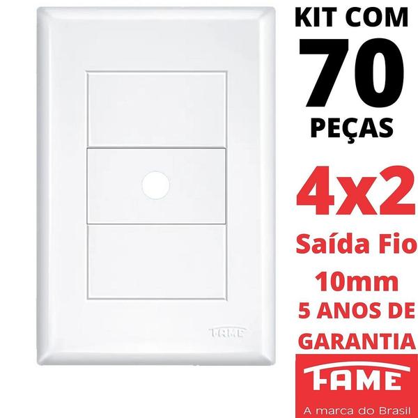 Imagem de 70un Placa 4X2 Saída de Fio Com Suporte Evidence FAME