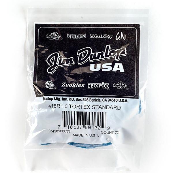 72 Palheta DUNLOP Tortex 1.0 mm Standard guitarra 418r azul Imagem de 72 Palheta DUNLOP Tortex 1.0 mm Standard guitarra 418r azul