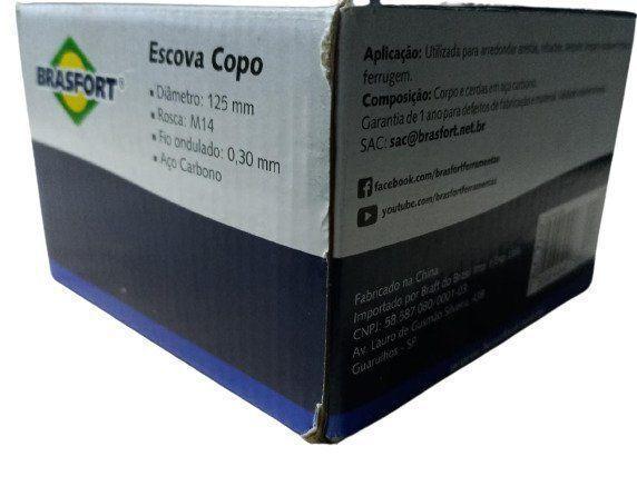 Imagem de 7260 Escova De Aço Copo Ondulada Diâmetro 125mm Rosca M14 Brasfort