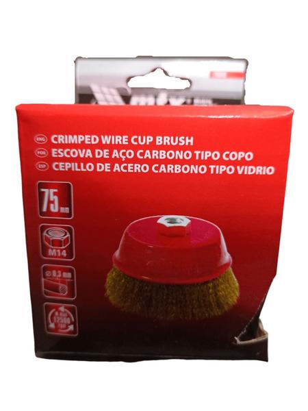 Imagem de 746049 Escova De Aço Carbono Tipo Copo Diâmetro 75mm Rosca M14 Mtx