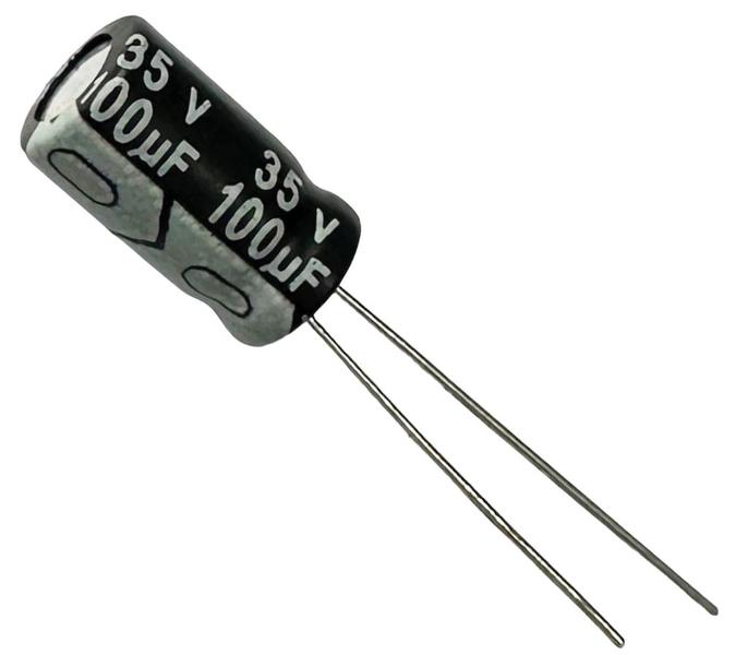 Imagem de 75 PÇS - CAPACITOR ELETROLITICO 100UF X 35V - 100X35V - 105º GRAUS