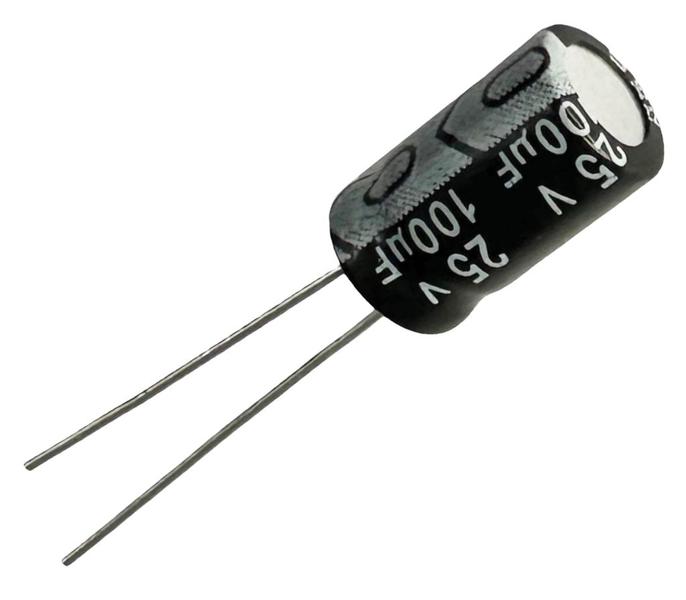 Imagem de 75 PÇS - CAPACITOR ELETROLITICO 100X25V - 100UF X 25V - 105º