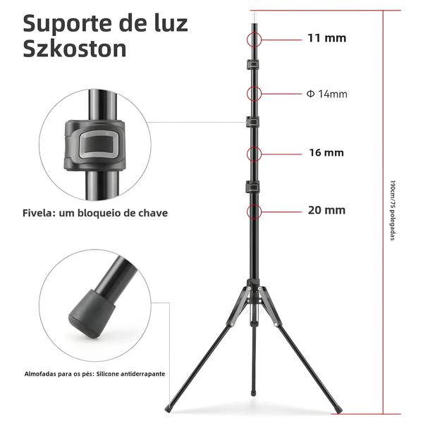 Imagem de 75 Polegada Alumínio Fotografia Tripé Monopé Suporte De Luz Para Led Vídeo Luz Flash Viagem 14