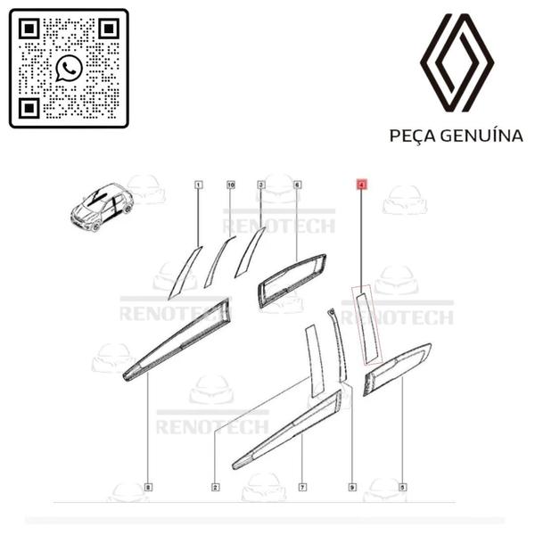 Imagem de 755568219r - faixa adesiva porta traseira lado direito- 1.0 12v b4d - kwid - 2018 a 2022