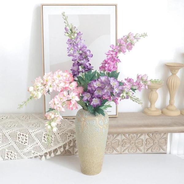 Imagem de 75cm De Comprimento Artificial Jacinthus Seda Delphinium Flores Para Casa Sala Estar Arranjo Vaso