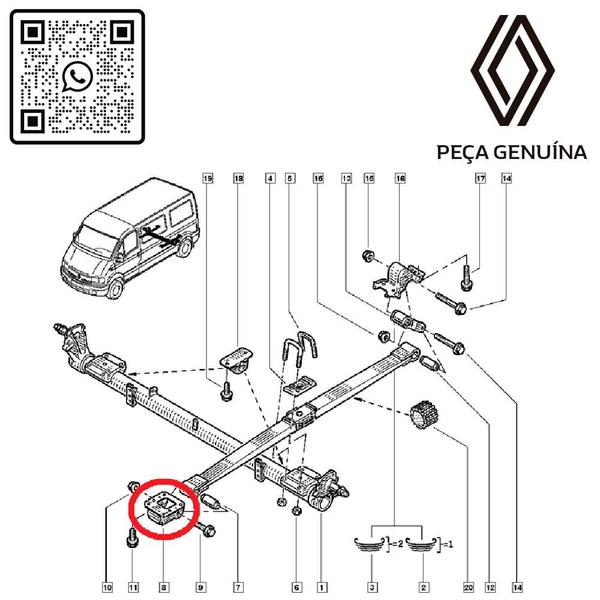 Imagem de 7700308575 - suporte mola suspensão traseira - motor 2.5 16v g9u - até 2013 - master