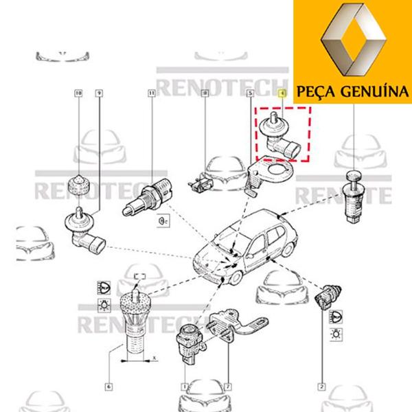 Imagem de 7700426417 - interruptor do capô - laguna / clio ii / laguna ii / sandero / megane ii / kangoo ii / captur / duster / grand scenic / laguna nevada / l