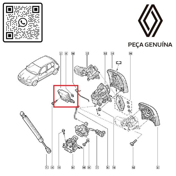 Imagem de 7700712901 - motor elétrico da fechadura da tampa traseira - - r-19 / safrane / sandero ii / clio ii / sandero / twingo / kangoo express / master ii /