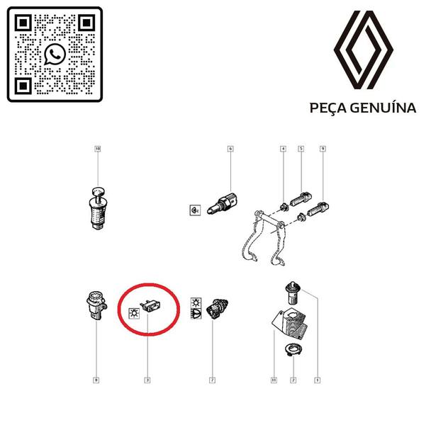 Imagem de 7700816818 - botão interruptor porta luvas - 1992 em diante - laguna / r-19 / safrane / sandero ii / megane i / clio ii / sandero / megane ii / duster