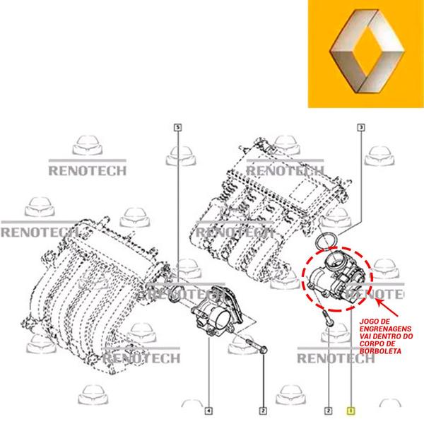 Imagem de 7701051585 - jogo de engrenagem do corpo de borboleta - gasolina - motor 1.0 16v d4d - de 2000 à 2005 - clio ii / twingo / kangoo express / kangoo