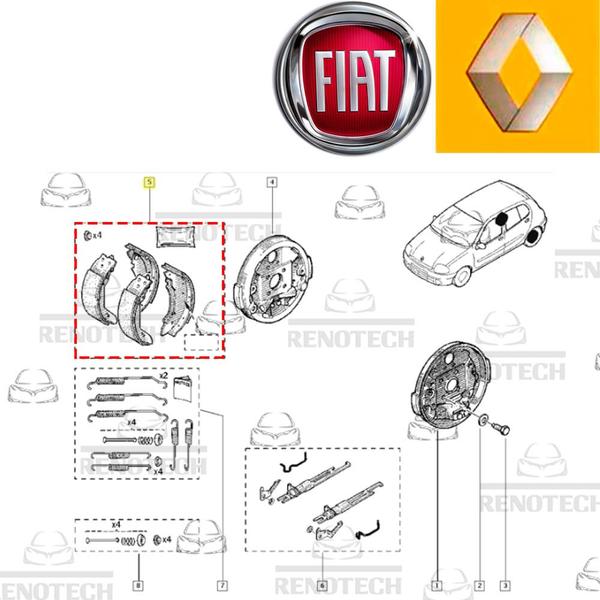 Imagem de 7701206962 - lona de freio traseiro - compatível com renault / fiat - laguna / clio ii / laguna ii / twingo / argo / cronos / grand siena / novo uno -