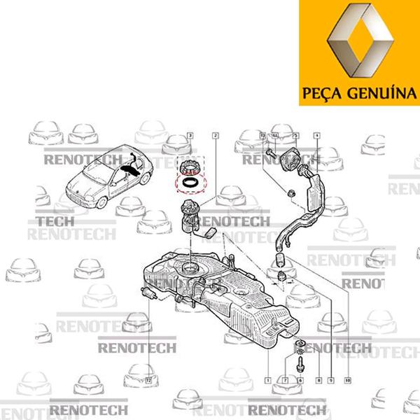 Imagem de 7701207449 - porca do tanque com anel - sandero ii / clio ii / laguna ii / sandero / megane ii / master ii / master iii / captur / duster / grand scen