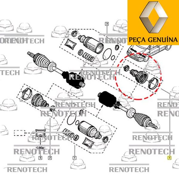 Imagem de 7701209927 - coifa do câmbio - automático - 22x68mm - lado direito / esquedo - motores 2.0 16v f4r / 2.0 16v m4r - a partir de 2001 - scenic i / fluen