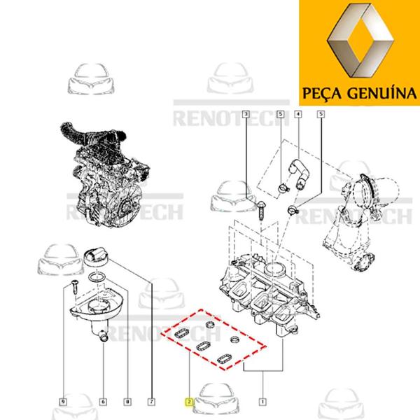 Imagem de 7701479111 - anel de vedação do coletor de admissão - x3 - para motor 2.3 16v m9t - 2013 em diante - master iii