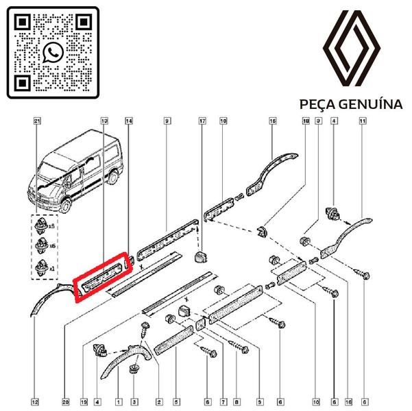 7701692581 - friso da porta dianteira - lado direito - motor 2.5 16v - 2002 à 2013 - master ii - RENAULT GENUINA Imagem de 7701692581 - friso da porta dianteira - lado direito - motor 2.5 16v - 2002 à 2013 - master ii
