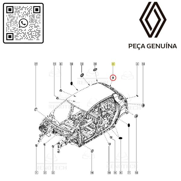 Imagem de 7703074606 - tampão plástico da lateral do porta malas - sandero ii / laguna ii / sandero / duster / megane ii / fluence / logan ii / logan