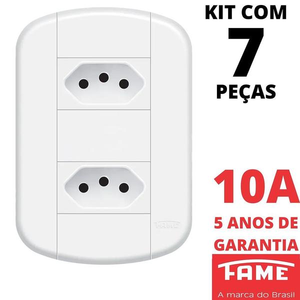 Imagem de 7un Tomada Padrão Dupla 2P+T 10A Com Placa Blanc Mais FAME