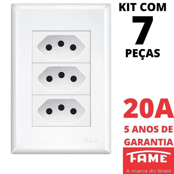 Imagem de 7un Tomada Padrão Tripla 2P+T 20A Com Placa Evidence FAME