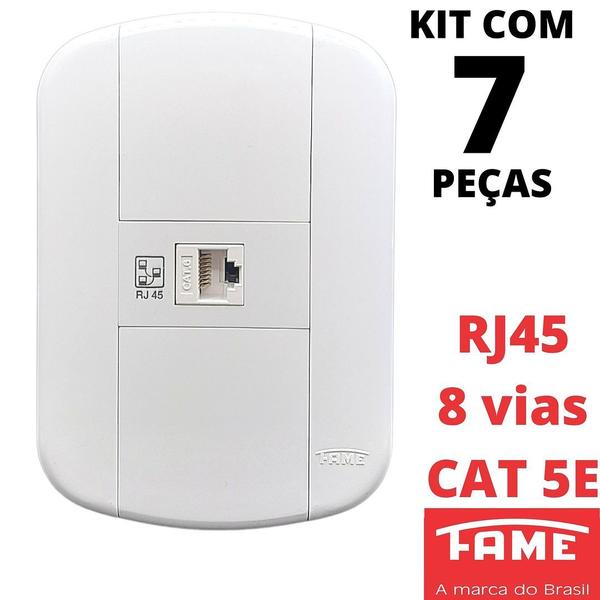 Imagem de 7un Tomada Rede RJ45 CAT 5E 8V Com Placa Blanc Mais FAME