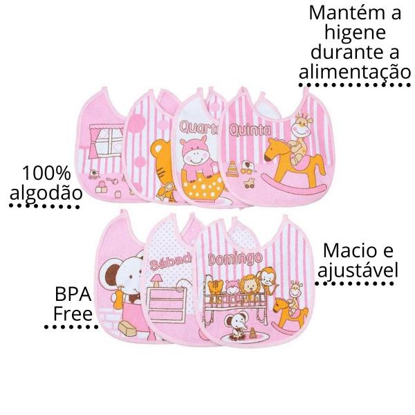 Imagem de 7und babador semaninha plastificado papinha nova fase bebe