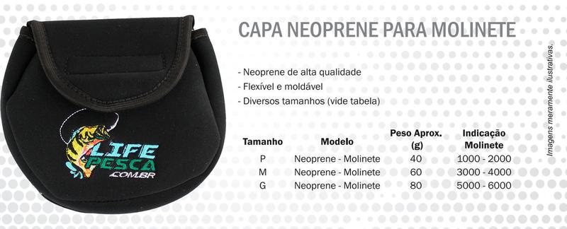 Imagem de 8 Capas Protetoras P/ Molinete Em Neoprene Life Pesca - Escolha os Tamanhos