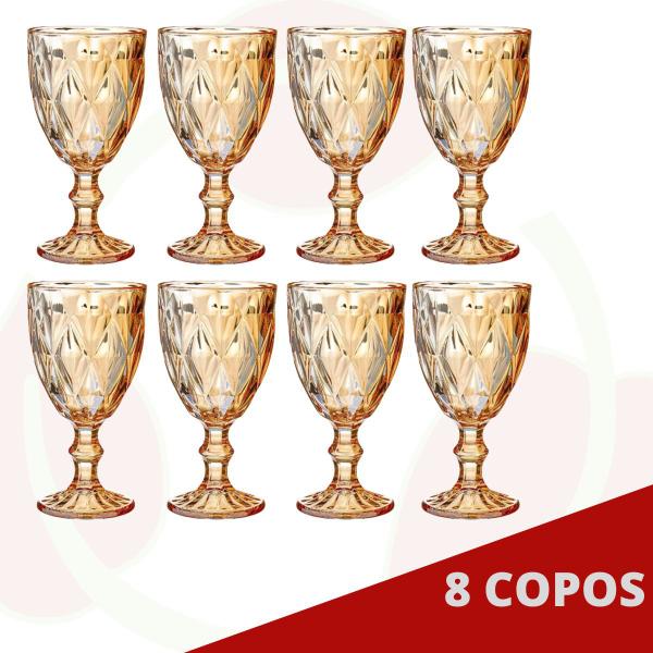 Imagem de 8 Copo Taça Diamond Ambar Metalizada 330ML Vinho Buffet