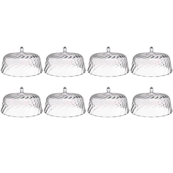 Imagem de 8 Cúpulas de Plástico 25cm Transparente para Bolos Tortas Doces Pratos Glassy Crippa