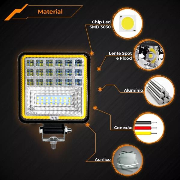 Imagem de 8 Farol de Milha Led Extra Forte 126W Potencia 10/30v Truck