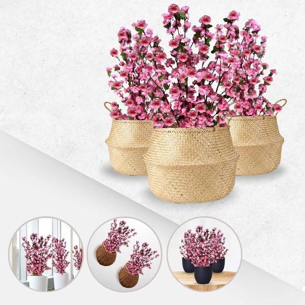 Imagem de 8 Galhos de Sakura Artificial  Enfeite Elegante para Ornamentação em Árvores de Cerejeira Decorativa - DE2023 