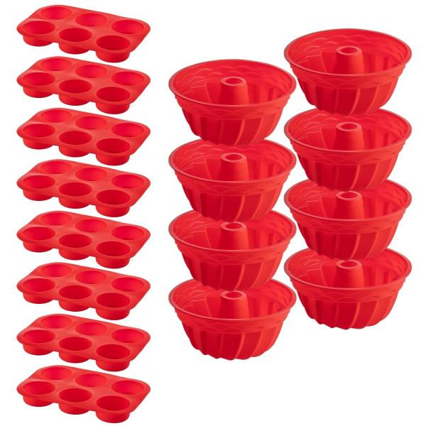 Imagem de 8 Jogo Formas Silicone Espiral 23,5cm e 6 Cupcake Sortida