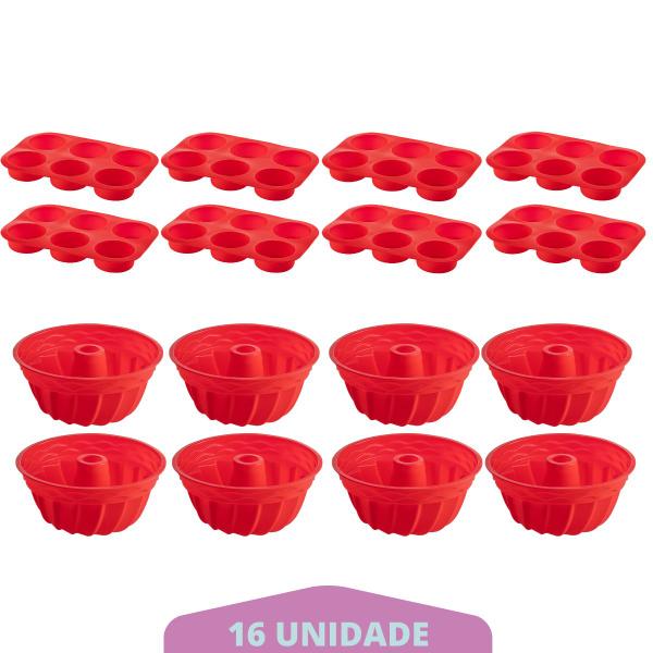 Imagem de 8 Kit Forma Cupcake + Forma Espiral Sortida Pudim Silicone