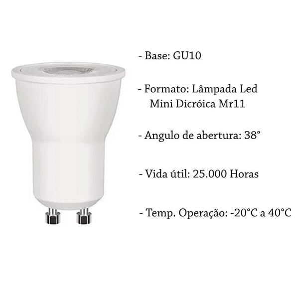 Imagem de 8 Lampada Led 4W Branco Neutro Mini Dicroica Mr11 Gu10 Bet16