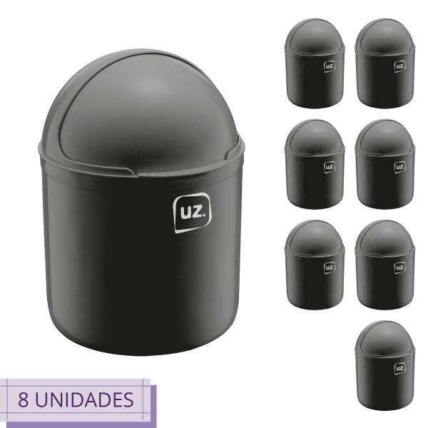 Imagem de 8 Lixeira Para Escritório Premium C Tampa 4 Litros Preto UZ